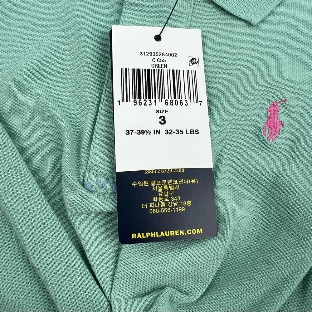 Polo Ralph Lauren Big Girls Twist-Front Stretch Polo Shirt 3 Green $60